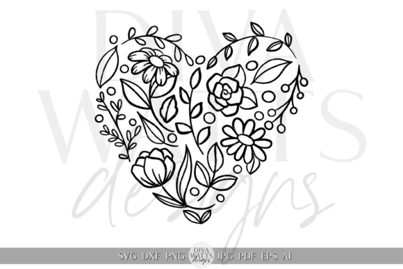 Download Floral Heart Illustration SVG - Heart illustration Collection
