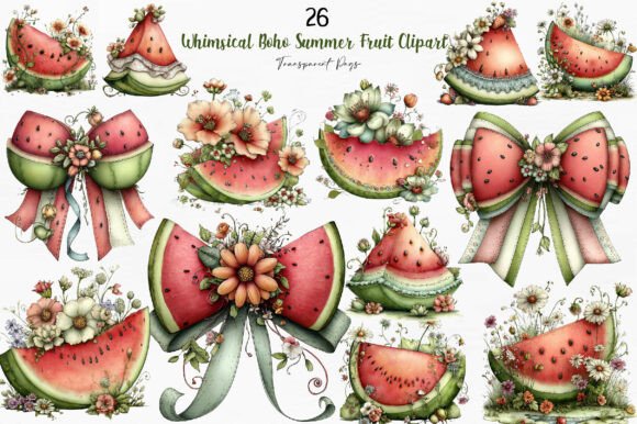 Download Whimsical Boho Summer Fruit Clipart - Summer Collection