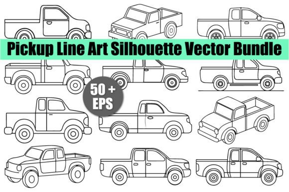 Download Pickup Line Art Silhouette Vector Bundle - Line art silhouette Collection